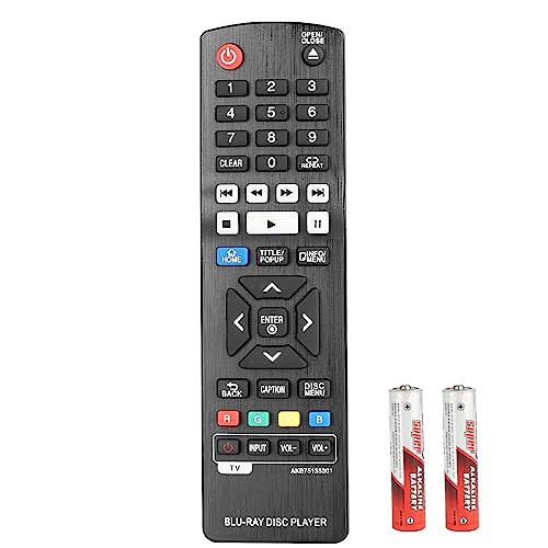 AKB75135301 Remote Control Compatible with LG Blu-Ray Disc Player UP970 UBKM9 UBK90 BP330 BP440 BP430 BP530 BP540 BP550 BP630 BPM33 BPM331 BPM53 BPM54 BPM55 Replacement Controller with Batteries
