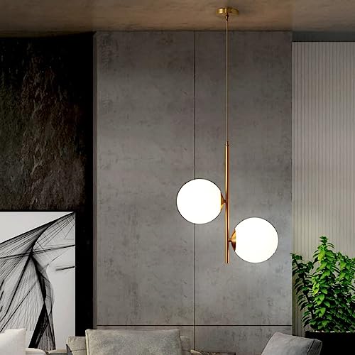 Lámpara colgante de vidrio moderna HAZARA de 2 luces con globos blancos para el comedor 3
