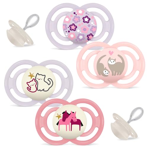 MAM Perfect Day & Perfect Night Schnuller 16+ Girl // 4er Set // inkl. 4 Sterilisiertrasportboxen