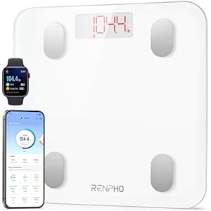 RENPHO Weighing Scales for Body Weight, Smart Bathroom Scales with High Precision Sensors, Weight Scale with App 13 Body Composition Analyzer Track Monitor for BMI, Muscle Mass, Elis 1