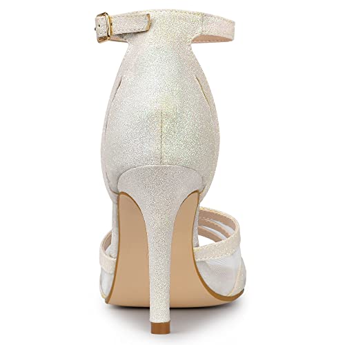 Image of Allegra K Women's Glitter Ankle Strap Stiletto Heels Sandals