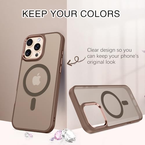 Image of BENTOBEN for iPhone 16 Pro Case [Compatible with Magsafe] Magnetic Matte Phone Case Translucent Slim Shockproof Women Men Protective Cover Cases for iPhone 16 Pro 6.3 inch, Desert Titanium