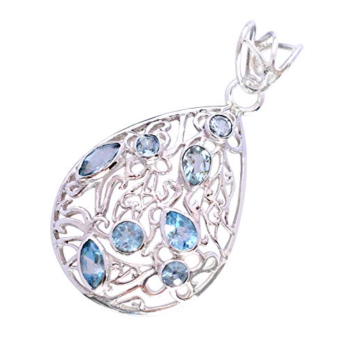 Pendentif argent 925 topaze bleue, bijou élégant pour style quotidien