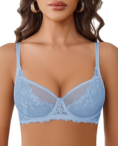 Image of Avidlove Women Lace Bra Underwire Sexy Bralettes Unlined Mesh Full Coverage Lingerie Everyday Bras