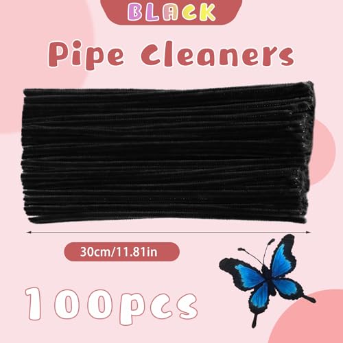 Image of ZXIIXZ 100 Pcs Pipe Cleaners, Black Pipe Cleaners Bulk for Crafts | Fuzzy Limpia Pipas DIY Creative Chenille Stems Pipe Cleaner craft for Home Arts and Craft Decorations Supplies