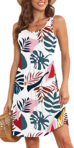 Image of Akihoo Women Summer Casual Sleeveless Midi Plain Pleated Tank Vest Dresses