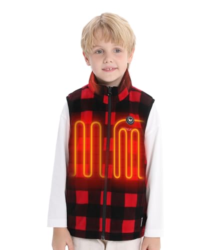 Venustas Kids Heated Fleece Vest with 7.4V Battery Pack Included Warmer Youth Electric Heating Vest for Boys & Girls