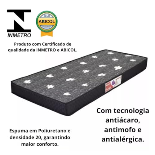Colchão Solteiro Espuma D20 Tratamento Antifungo Antialérgico Qualidade Premium