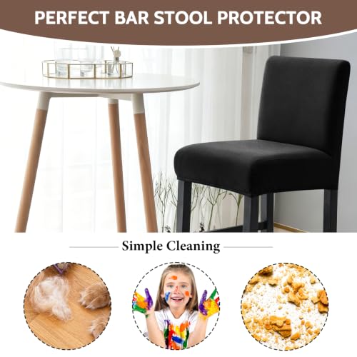 Image of FUANGUI Bar Stool Covers Set of 2, Waterproof Stretch Bar Stool Seat Covers | Washable Removable Bar Chair Covers with Backs Slipcovers, Bar Chair Covers Square for Kitchen Dining Room Cafe