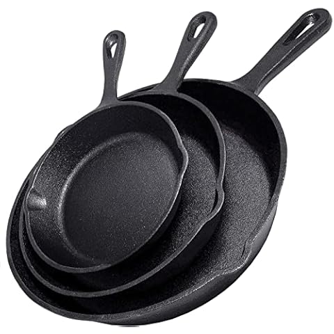 Simple Chef Cast Iron Skillet 3-Piece Set Cover