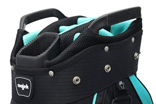Majek Premium Ladies Black Teal Golf Bag 9.5 Inch 14-Way Friendly Separator Top With Putter Sleeve #TOP5