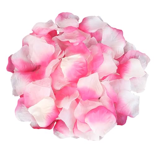 MEMOFYND 1000 pétalos de rosa y blancos, pétalos de rosa artificiales, accesorios para atmósfera romántica, adecuados para bodas, San Valentín, aniversarios