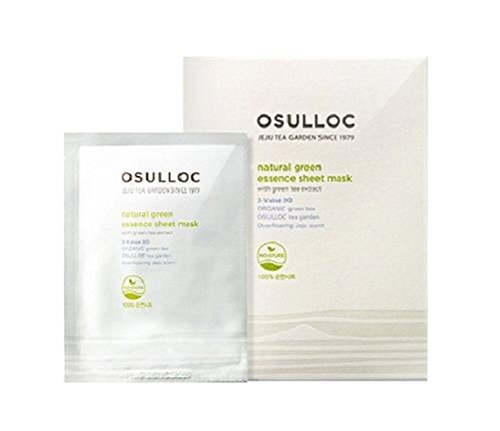 OSULLOC Jeju Green Tea Natural Green Essence Sheet Mask with Green Tea Extract (5 Sheets)