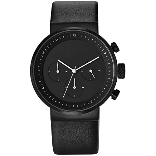 Chronographe Quartz Projects Watches Kiura Black en acier noir et cuir pour homme