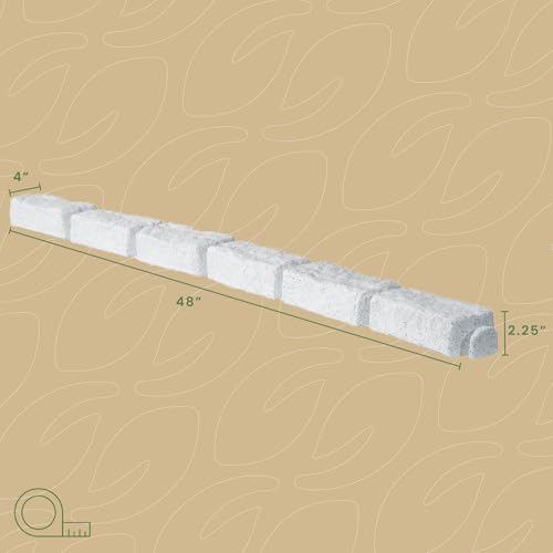 Beuta Landscape Edging | Garden Edging Border | Faux Stone Bricks for Lawn edging, Flower beds, Pathways & Yard Edging– 10 Packs | Each Section Has 6 Bricks 48"L x 4"W x 2.25"H | 30 Spikes |Limewash
