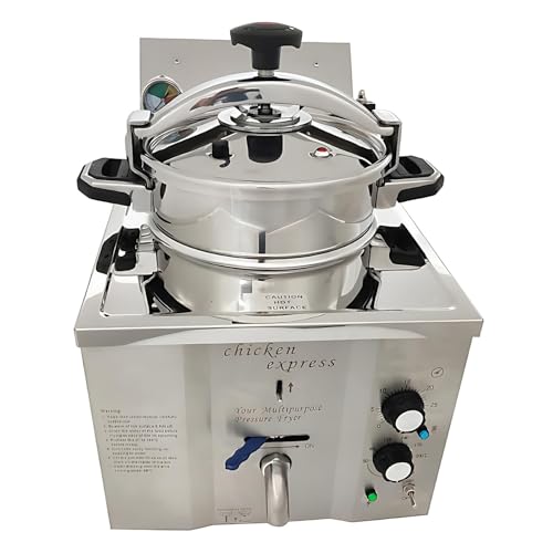 CIELOBLOEN Freidora Industrial Hostelería 16 litros Eléctrica 3000w, Freidora a Presión con Cubeta Antiadherente Y Protección Térmica - Ideal para Fritura Continua En Restaurantes Rápidos