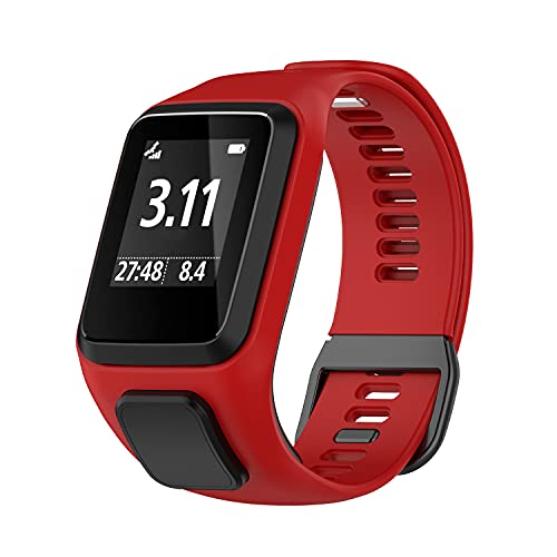 BoLuo Correa para Tomtom 4,Bandas Correa Repuesto,Correas Reloj, Silicona Reloj Recambio Brazalete Correa Repuesto Strap Wristband para TomTom Adventurer/Golfer 2/Runner 2/3 Running Watch (rojo)