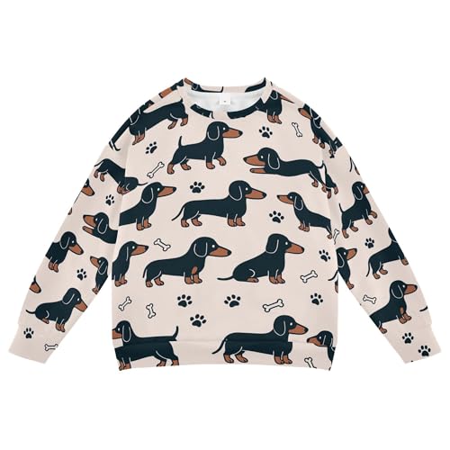 JUNZAN Dachshund Paws Pink Big Boys Hooded Sweatshirt Crewneck Outerwear for Kids Athletic 4T