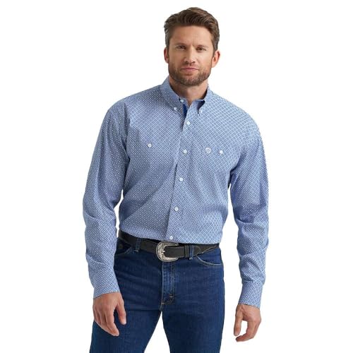 Wrangler Mens George Strait Blue Printed Shirt Blue XL