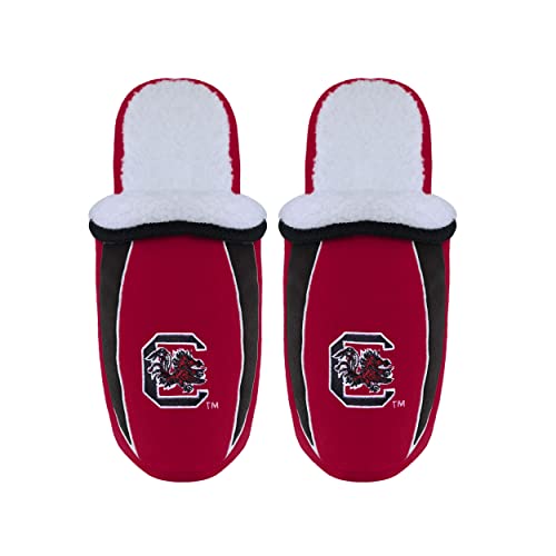 Image of FOCO mens NCAA College Team Logo Sherpa Moccasin Slippers