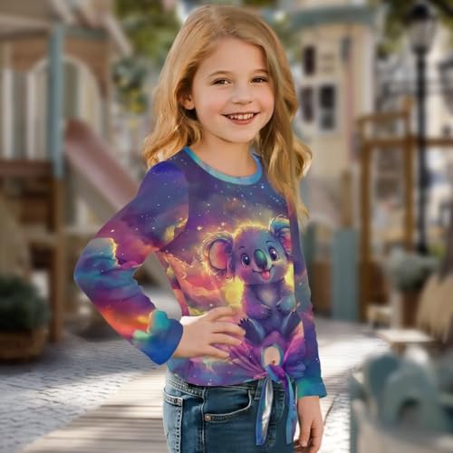 Girls Long Sleeve Shirts Cute Fall Clothes Tie Front Tops Crewneck Blouse for School Activewear 5-12 Years3
