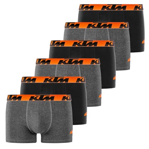 Herren-Boxershorts, Baumwolle, Boxershorts für Herren, hypoallergen & natürlich (6 Stück), Schwarz/Grau/Orange, L