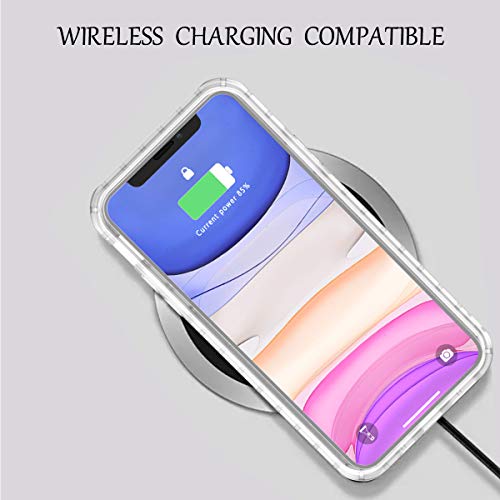 Lontect For Iphone 11 Case Built-In Screen Protector Glitter Clear Sparkly Bling Rugged Shockproof Hybrid Full Body Protective Case Cover For Apple Iphone 11 6.1 2019, Clear/Silver Glitter #TOP5