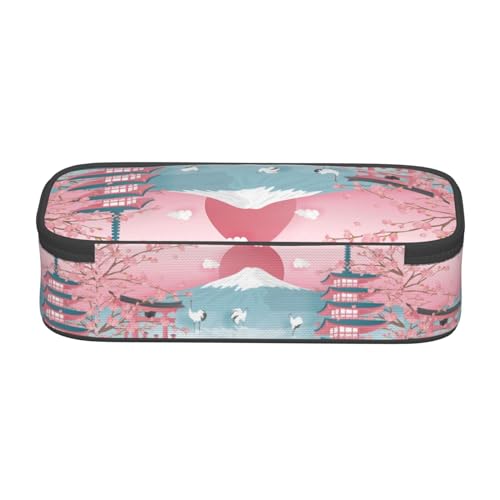 Image of Japanese Cherry Blossom Large Pencil Case, Pencil Pouch With Zipper Compartments Stationery Pencil Bag For Kids Teens Students School Supplies