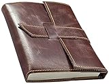 Handmade Leather Journal Refillable - Antique Travel Notepad for Men & Women - Lined 8 x 6 inches Pa
