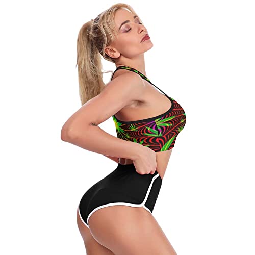 Womens Sports Bra Weed Leaf Workout Crop Tank Tops Vest Fitness Sports Bra Yoga Bras Casual Gym Tops White - Image 6
