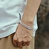 WQEDVN Silver Bracelet for Men, Chain Bracelet, Cuban Link Bracelet, Hip Hop Jewellery, for Mens Boys(10 * 21cm) #2
