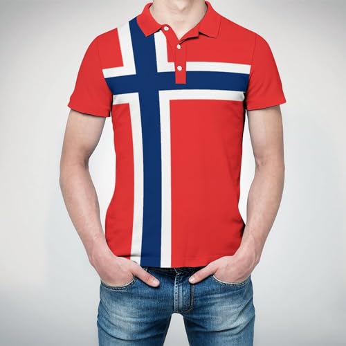 Polo para Hombre Noruega con bandera, manga corta casual, camiseta patriótica miniatura 5