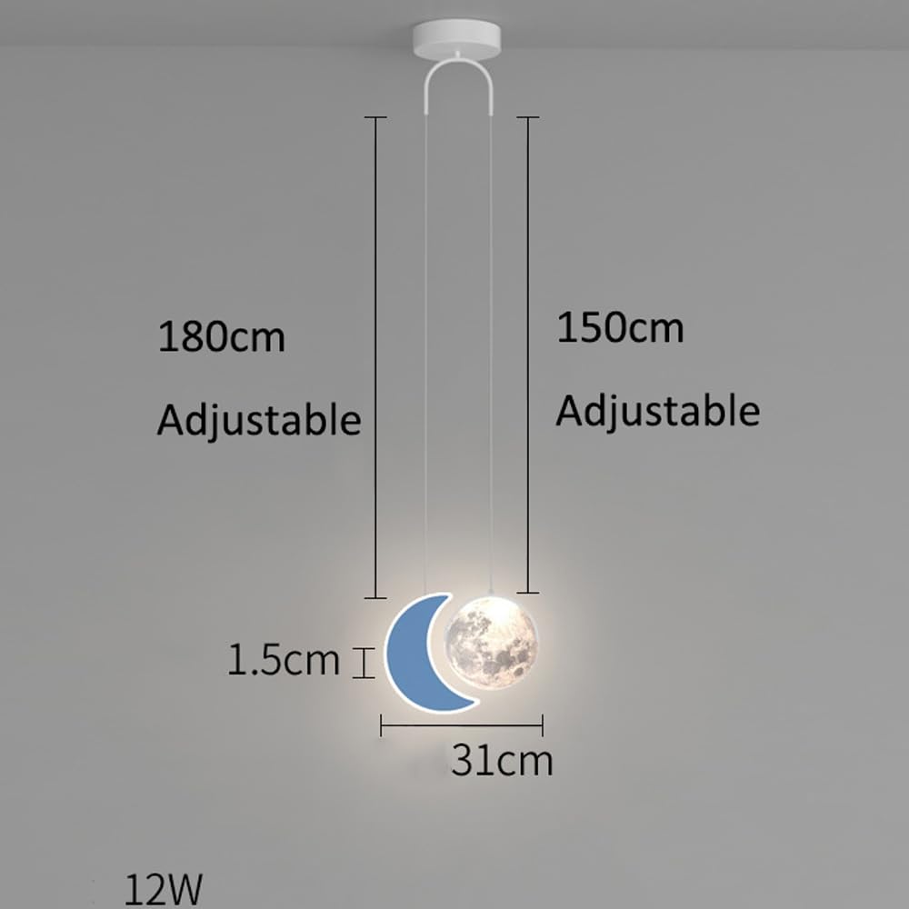 Moderno Lampada a Sospensione Lampada A Forma di Luna Stampata In 3D per Cameretta Dei Bambini con Sfera di Latte Stella E Nuvola Lampadario Led Dimmerabili per Cameretta Dei Bambini