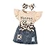 HAO6 Three-piece set of baby girl clothes, including short-sleeved ruffled one-piece suits for newborns (Apricot, 6-9M)