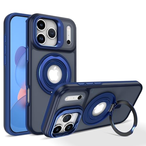 Coque iPhone 15 Pro Max bleu rigide en silicone magnétique pour protection de smartphone