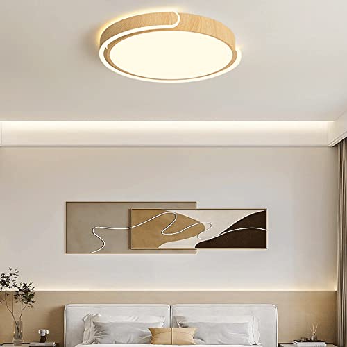 Plafonnier imitation grain de bois de noyer 55cm luminaire intérieur plafonnier moderne