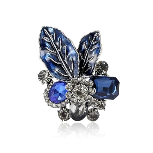 Image of Rhinestone Brooch Pin for Women Elegant Crystal Flower Bouquet Brooches Lapel Pin Wedding Party Dress Accessories for Wife Mom Birthday Gifts