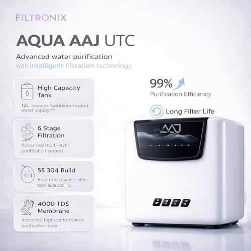 Image of AQUA AAJ UTC Under Sink RO System (WHITE)| RO+UV+UF+Sediment+Carbon |12L Storage Tank | Faucet & All Accessories| DIY Filter Change | Unbreakable Body | Under Sink RO System