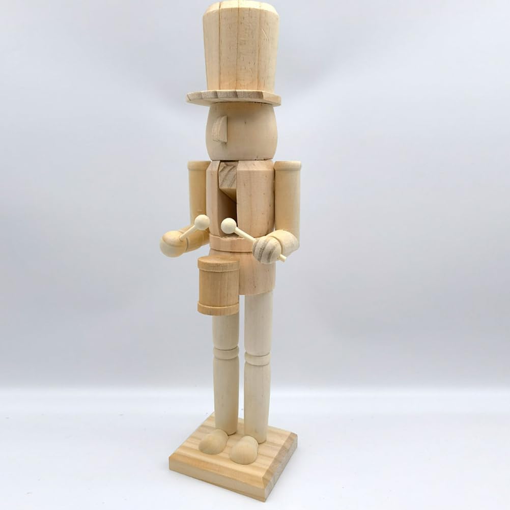 Cabilock Christmas Wooden Unfinished Nutcracker Figures 14.96 Inch DIY Blank Unpainted Nutcracker Soldier Figures Puppet Ornament for Adults Arts Project Christmas Ornaments Decoration