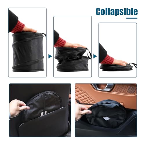 Image of Car Trash Can, Mini Collapsible Portable Garbage Bin with Magic Sticker, Pop-up Water Proof Bag, Hanging Waste Basket Bin, Rubbish Bin Organizer, Suitable for Most Cars (1 PC)