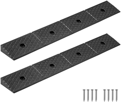 VEVOR Rubber Curb Ramp, 33069 lbs Load Capacity, 2 Inches Rise Height Heavy Duty Rubber Threshold Ramp with Drainage Tank for Wheelchairs, Strollers, Motorcycles, Cars, Lawn Mowers & Trailers, 2 Pack