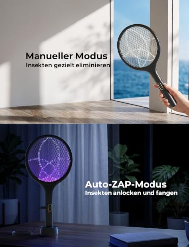 YISSVIC Elektrische Fliegenklatsche extra stark 4000V 2 in 1 Schwarz 1 STK – Ansicht 4