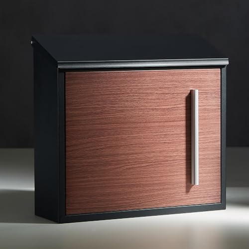 Beemyi ポスト 壁掛け 郵便ポスト 鍵付き 木目調 メールボックス 郵便受け A4サイズ レターパック対応 金属製 おしゃれ ドア裏 縦型 横型