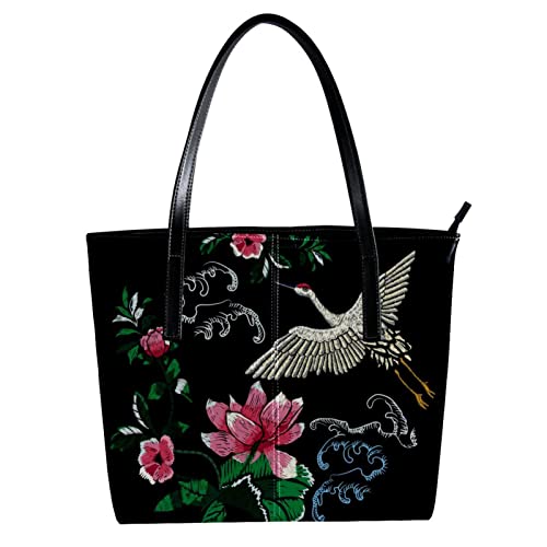 Sac à main pour femme grand cabas épaule et bandoulière imprimé flamant rose