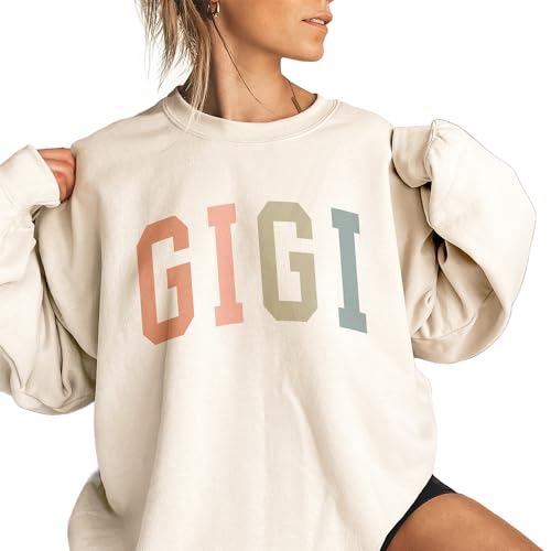 Boho Gigi Sweatshirt, Gifts For Women, Gigi Grandma Sweater, Mother's Day Shirt, Pregnancy Announcement Gift, Long Sleeve Unisex Crewneck Sweatshirt Sand