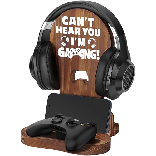 Slothoem-Gamer Gifts for Boy Girl Graduation Birthday, Gamer Room Decor for Brother, Gaming Gifts for Daddy,Boyfriend, Son, Husband, 2026 Graduation Gift, Gamer Room Accessories, Wooden Headset Stand