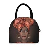 Bolaz African American Pretty Girl Lunch Bag Tote Bag Lunch Bag for Women Lunch Box Insulated Lunch...