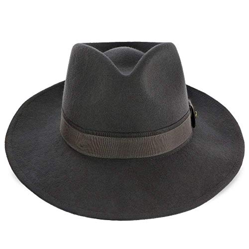 Walrus Hats Grey Wool Felt Fedora Hat – Stylish Center Dent Fedora for Men and Women – Versatile Hat for Casual or Dress Wear – Lightweight, Comfortable, and Fashionable Wool Fedora