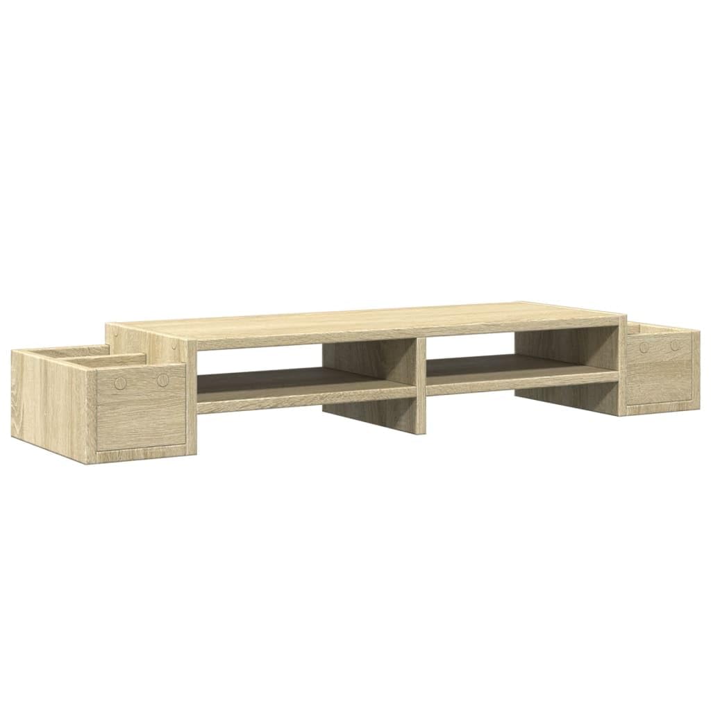 Monitorständer mit Stauraum Sonoma Eiche 100 x 27 x 15 cm Holzwerkstoff für Bildschirm Ablage, Arbeitsplatz Organizer, ergonomische Höhe für Büro Homeoffice