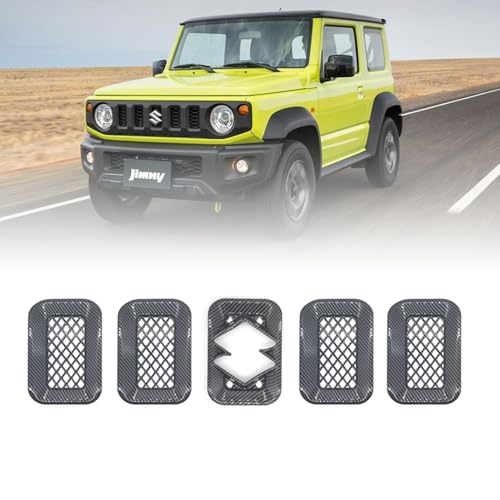 ushilife 新型スズキジムニー ジムニーシエラJB64 JB74 フロントグリル メッキ ガーニッシュ 外装パーツ アクセサリー 装飾フレームキット車両専用(カーボン調)